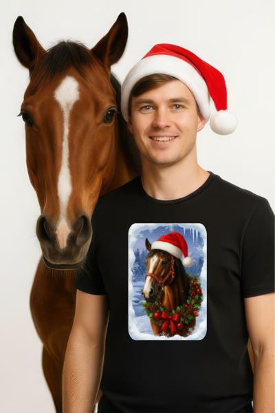 Vánoční tričko s koněm0